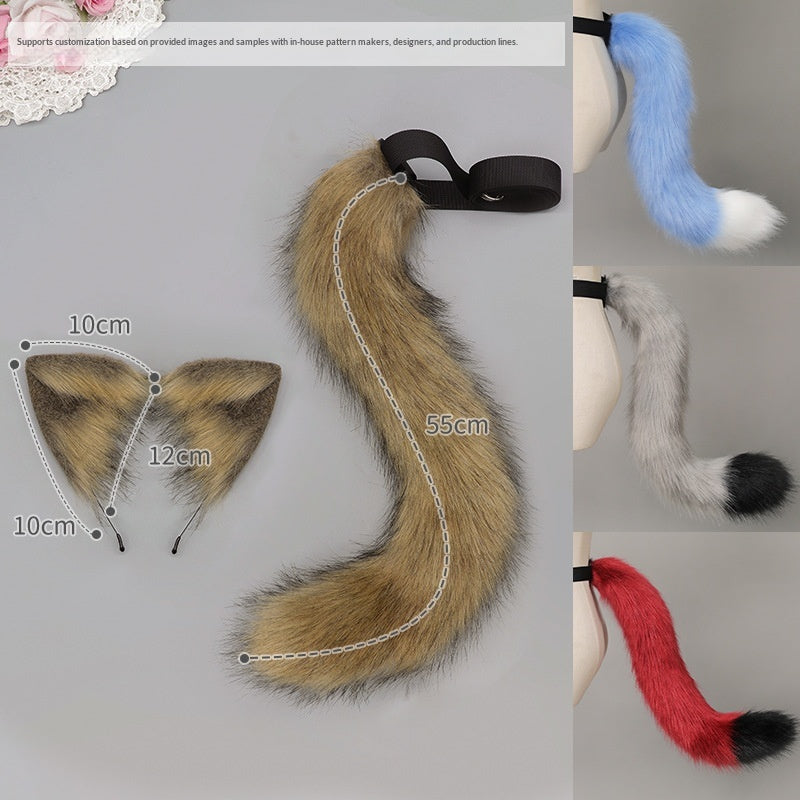 Cat Ear Headband and Tail Set - Plush, Trendy Cat Costume Accessory