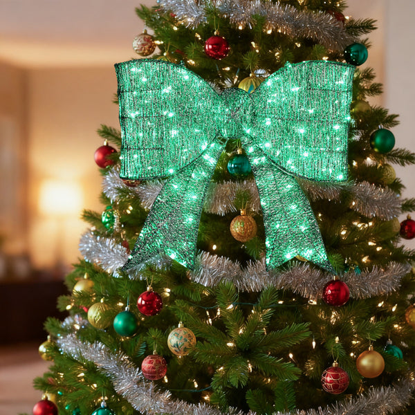 Giant Pre-lit Christmas Bowknot Decoration with 124 LED Lights