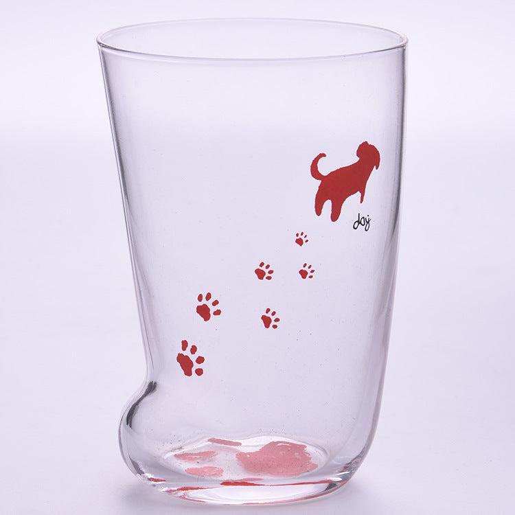 Cute Cat Paws Glass Mug - 300ml Heat-Resistant Tumbler