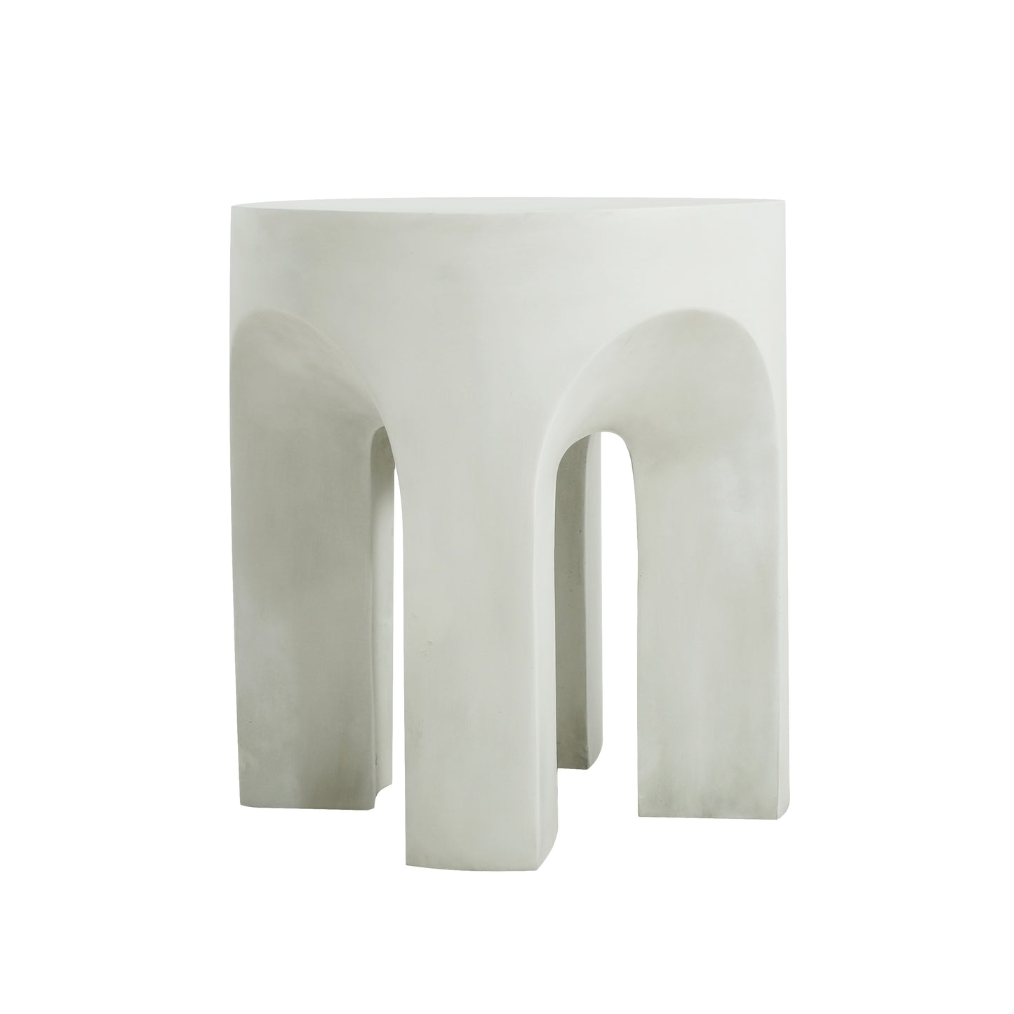 Outdoor Round Top Side Table - Antique White Concrete Accent Table