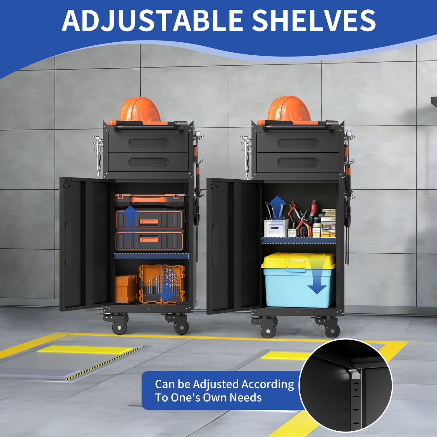34.3 Narrow Rolling Tool Cabinet - Space-Saving Garage Storage With