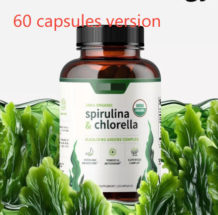 Chlorella Spirulina Dietary Capsules for Detox and Energy - 60 or 120 Count