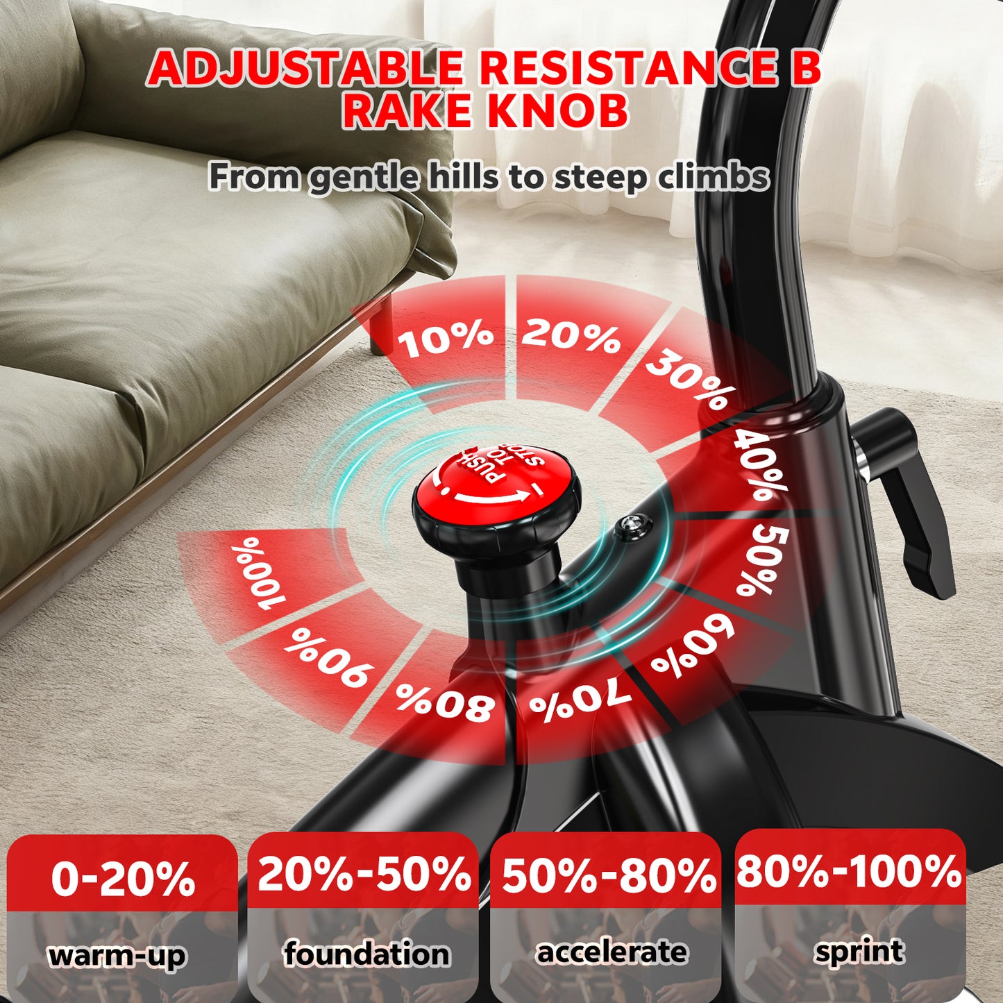 Adjustable Magnetic Resistance Exercise Bike with Tablet Mount