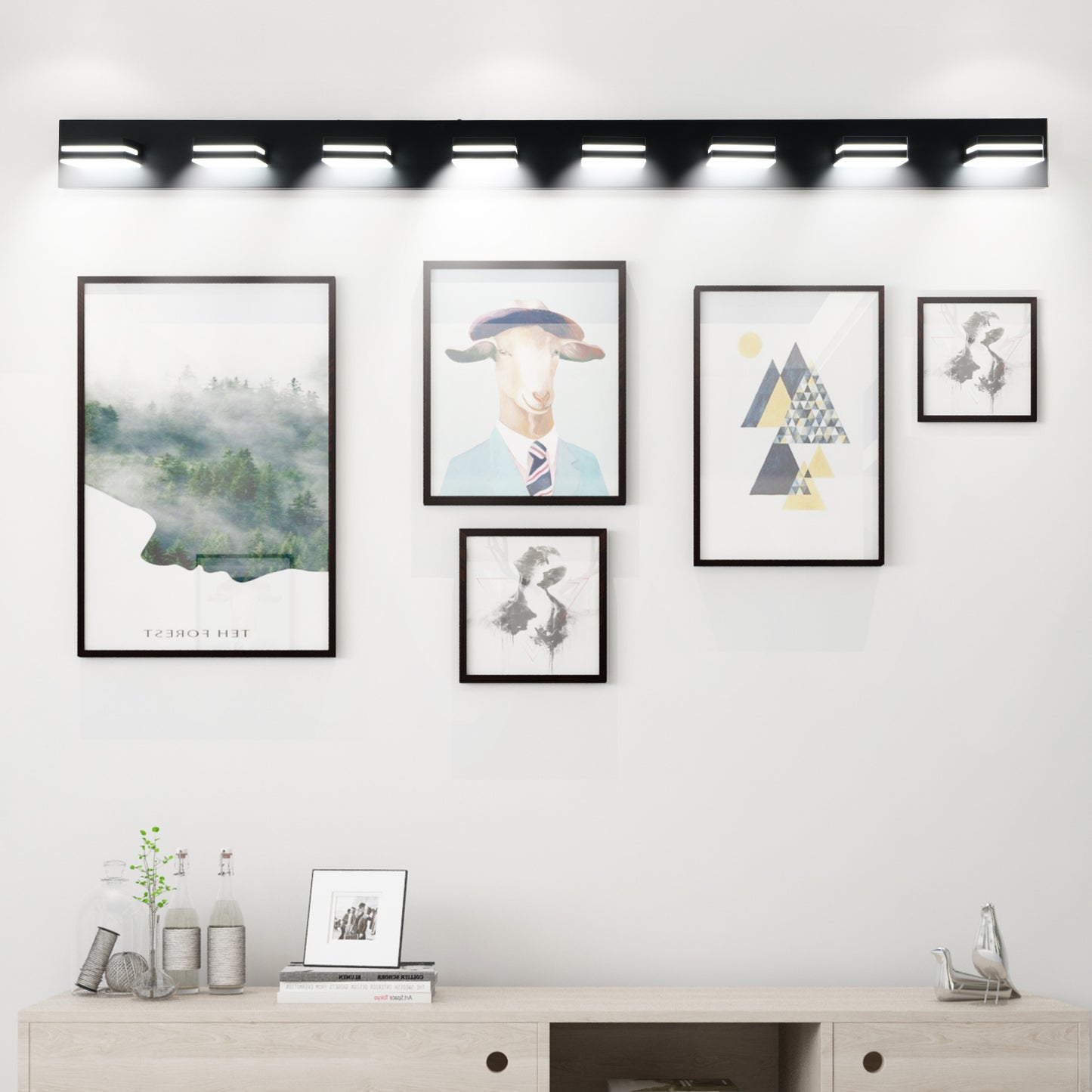 Modern Black LED Wall Sconce - 8-Light Bathroom Vanity Light