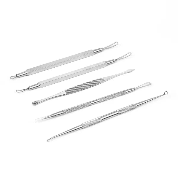 5-Piece Blackhead Remover Kit - Professional Pimple Extractor Tool Set