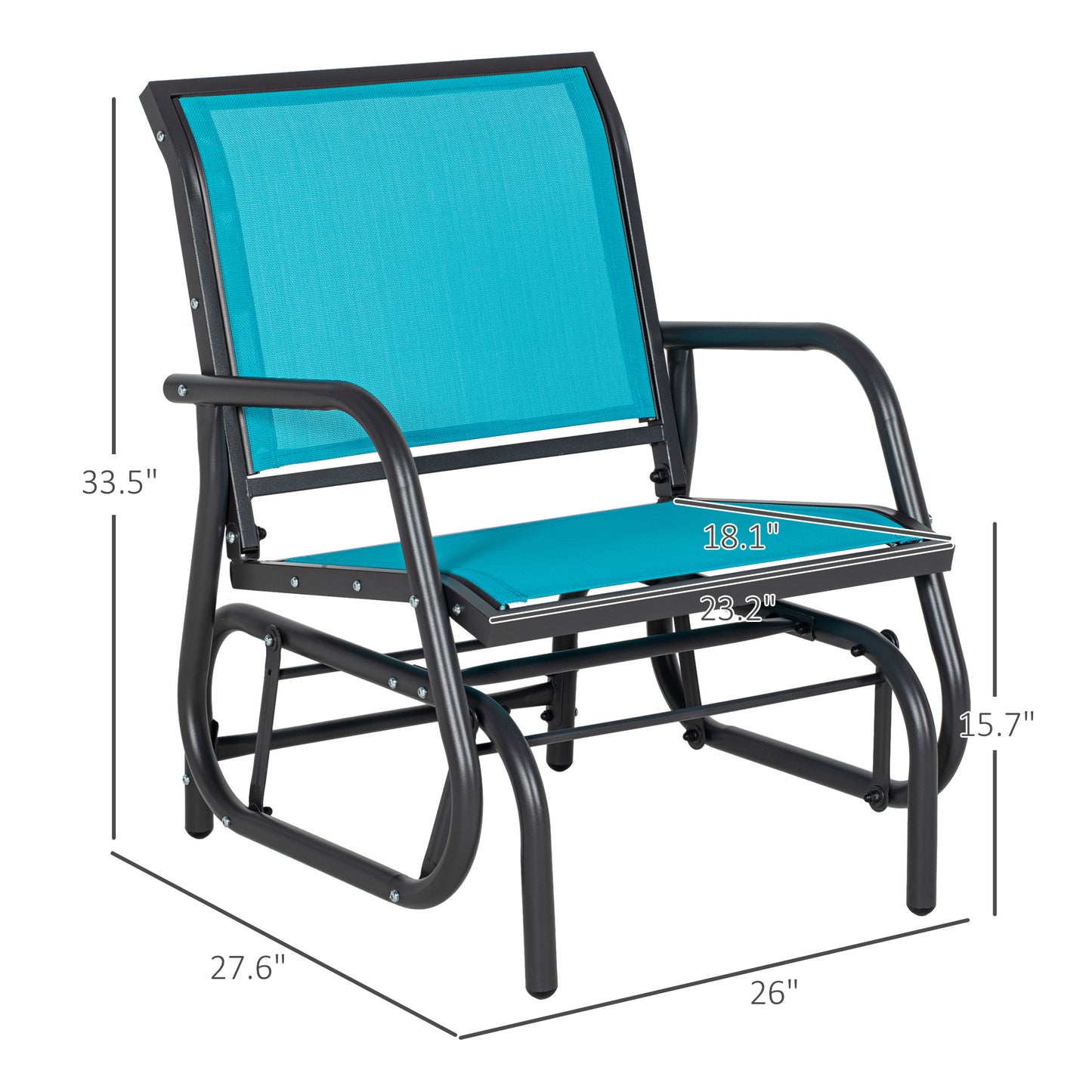 Outdoor Glider Chair Set - Steel Frame with Curved Armrests, Blue