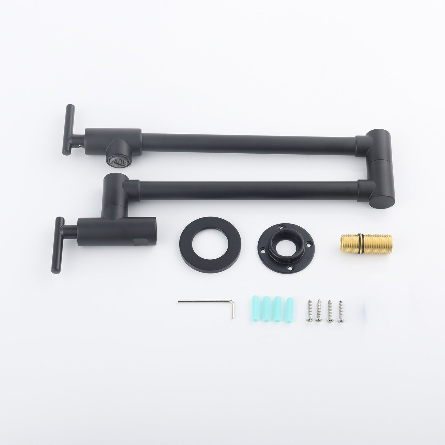 Wall Mount Pot Filler Faucet - Matte Black Brass Spout