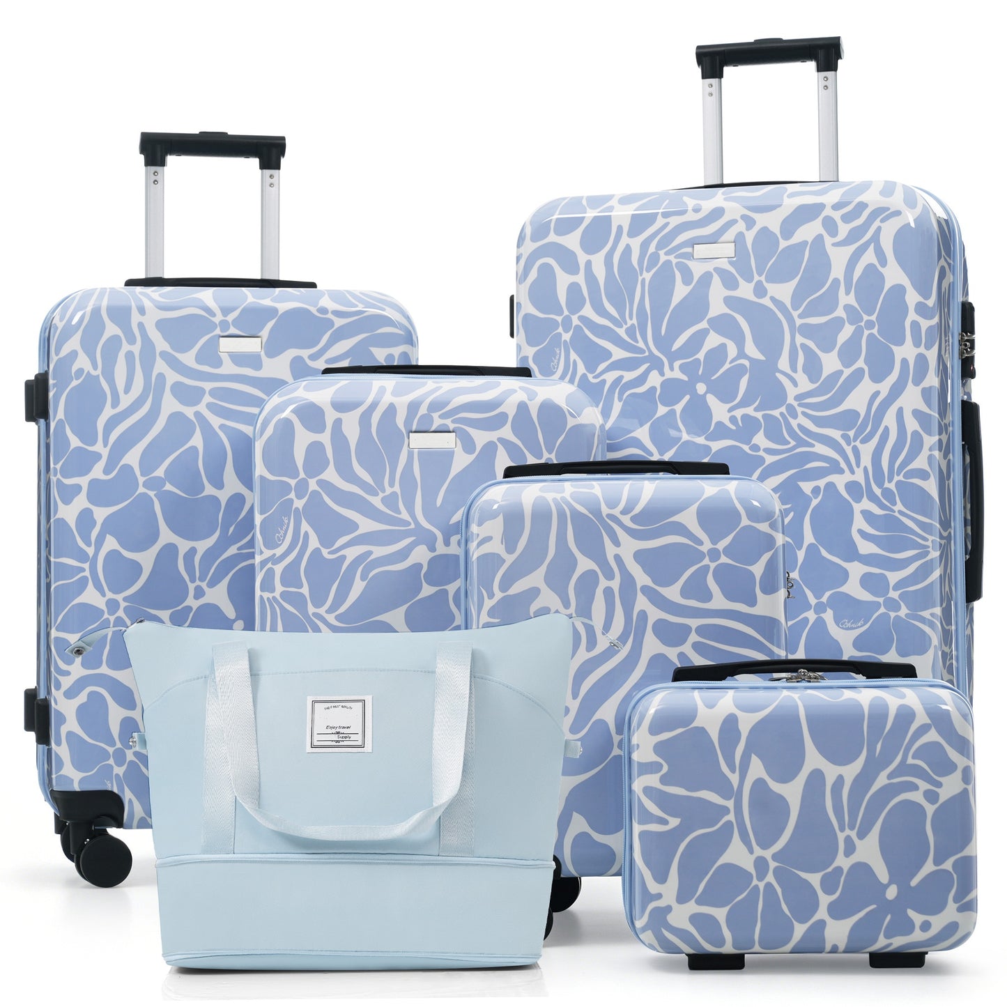 6-Piece ABS Hardside Luggage Set with TSA Lock - Blue