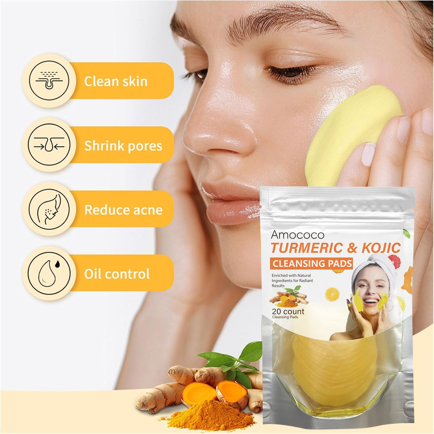 Turmeric & Kojic Acid Brightening Cleansing Pads - 20 Count