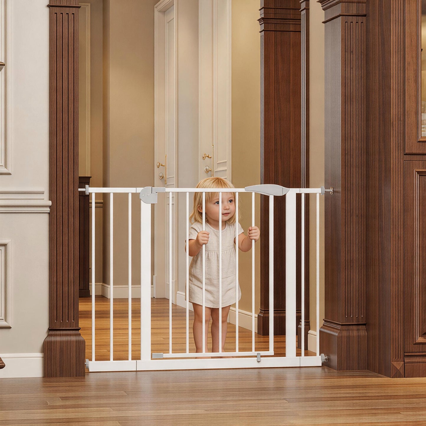 2-Pack Pressure-Mounted Baby Gate for Stairs & Doorways - White