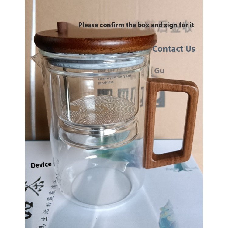 Glass Tea Water Separation Set Borosilicate Full Glass Liner Chinese Style