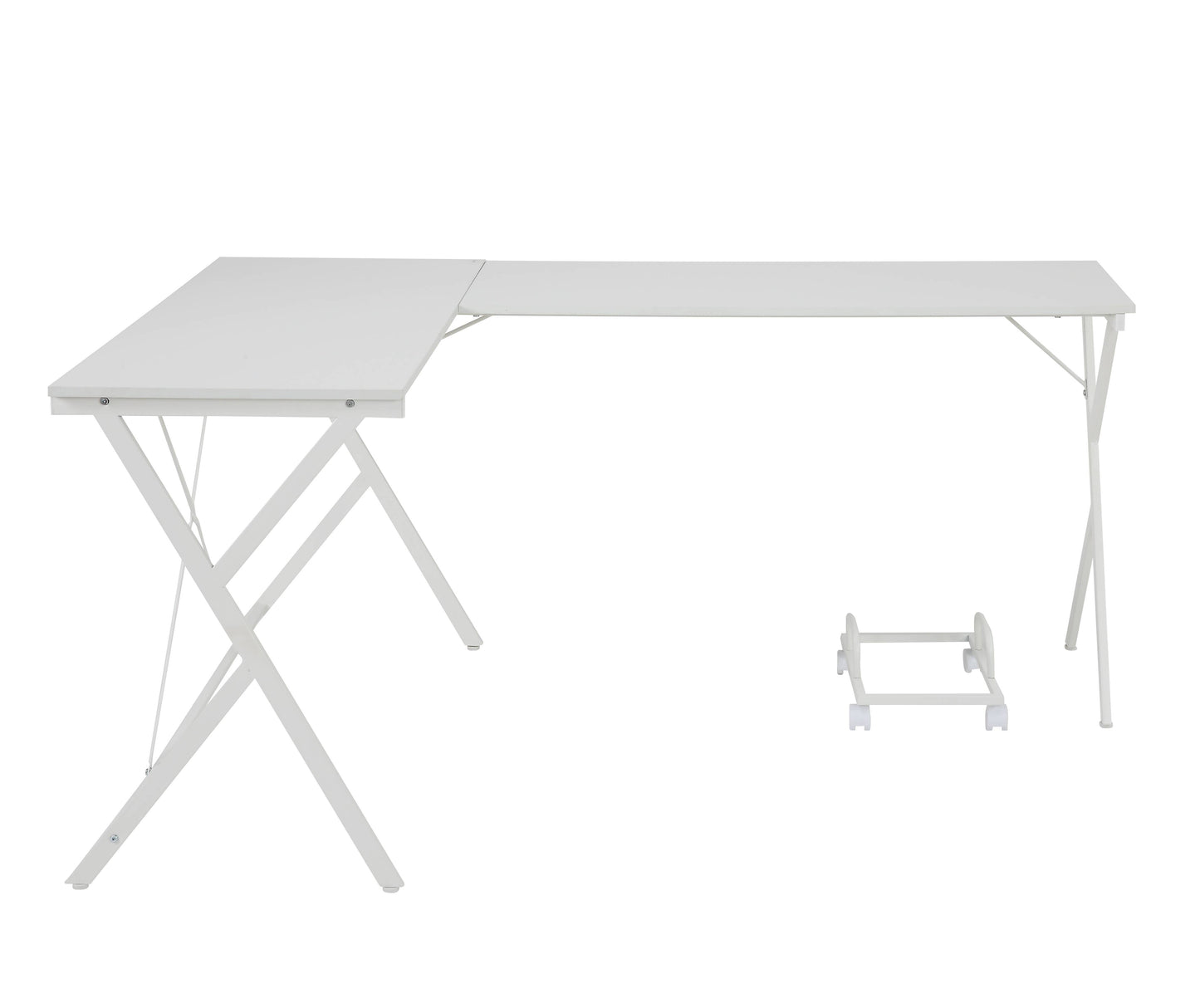White Finish Computer Desk - Space-Saving L-Shape Design
