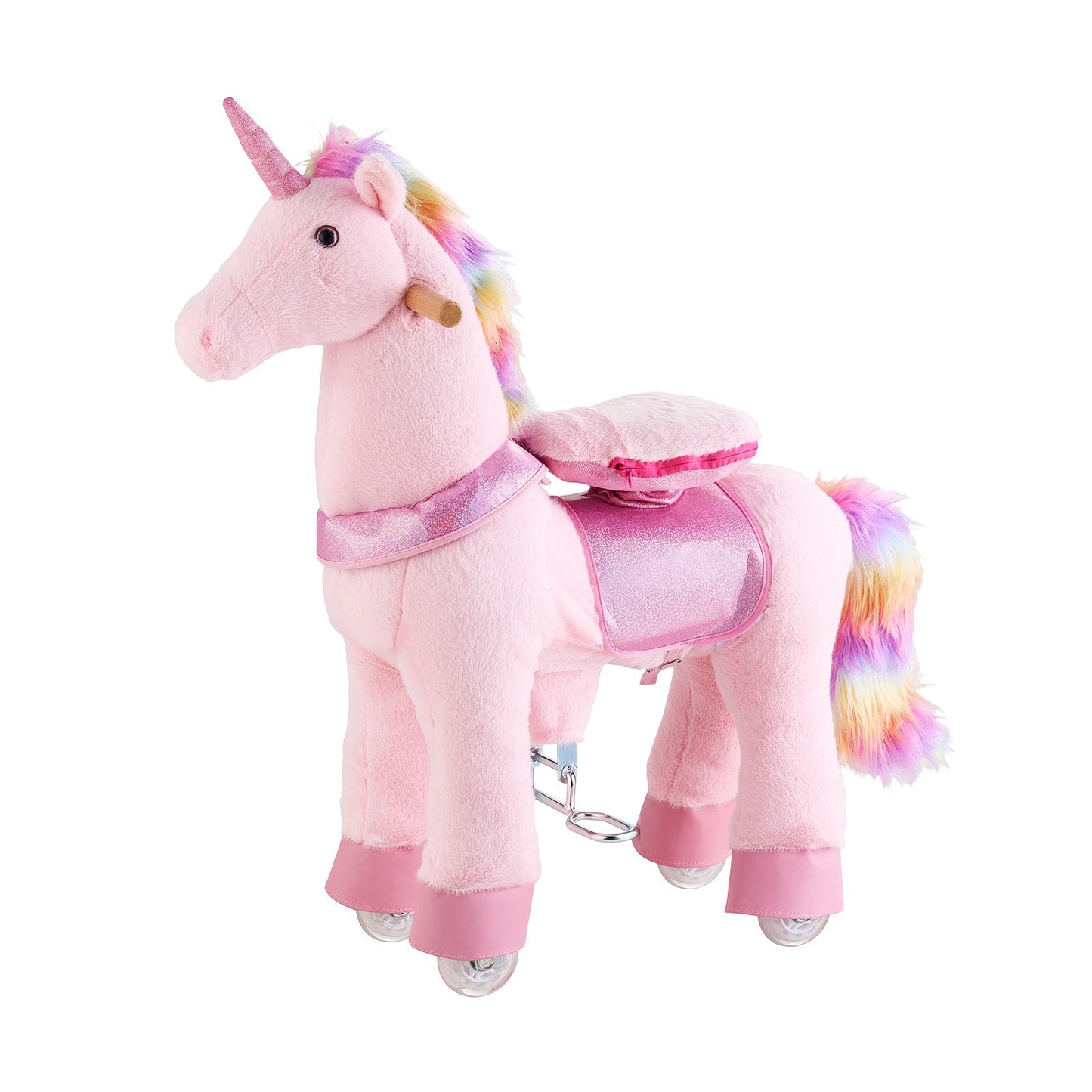 Kids Ride-On Horse Toy with Pink Unicorn Design - No Battery Needed, Smooth Wheels, Upgraded Seat & Handles, 3-8 Years