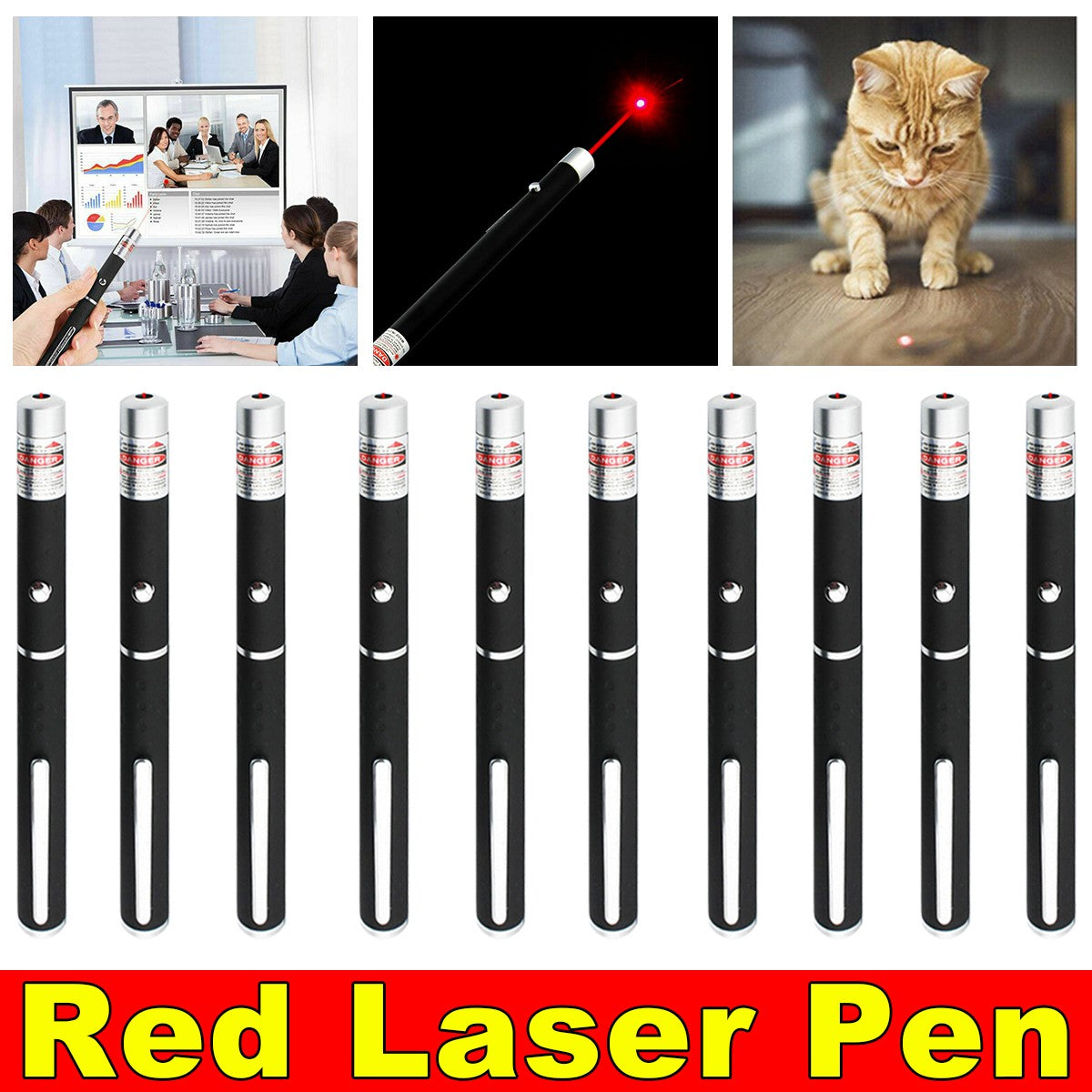 Red Laser Pointer Pen Light for Pets & Presentations, 10PCS