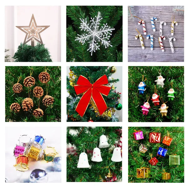 6ft Artificial Christmas Tree with LED Lights & 195 Pendants