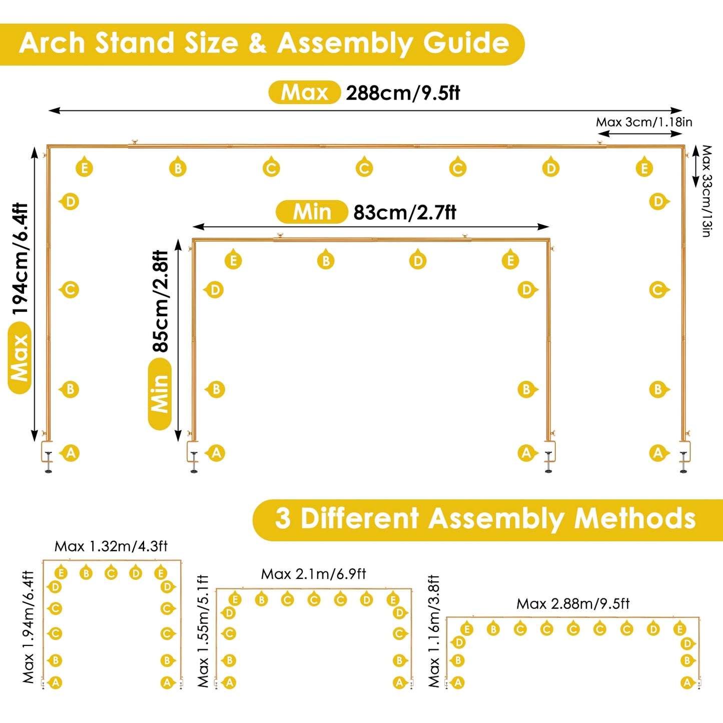 Adjustable Table Rod Stand with Clamps - Balloon Garland Decor