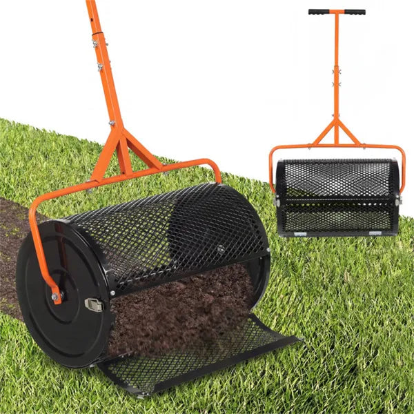 24" Lawn Topdressing Spreader - 2.7 cu. ft Capacity, Adjustable Handle