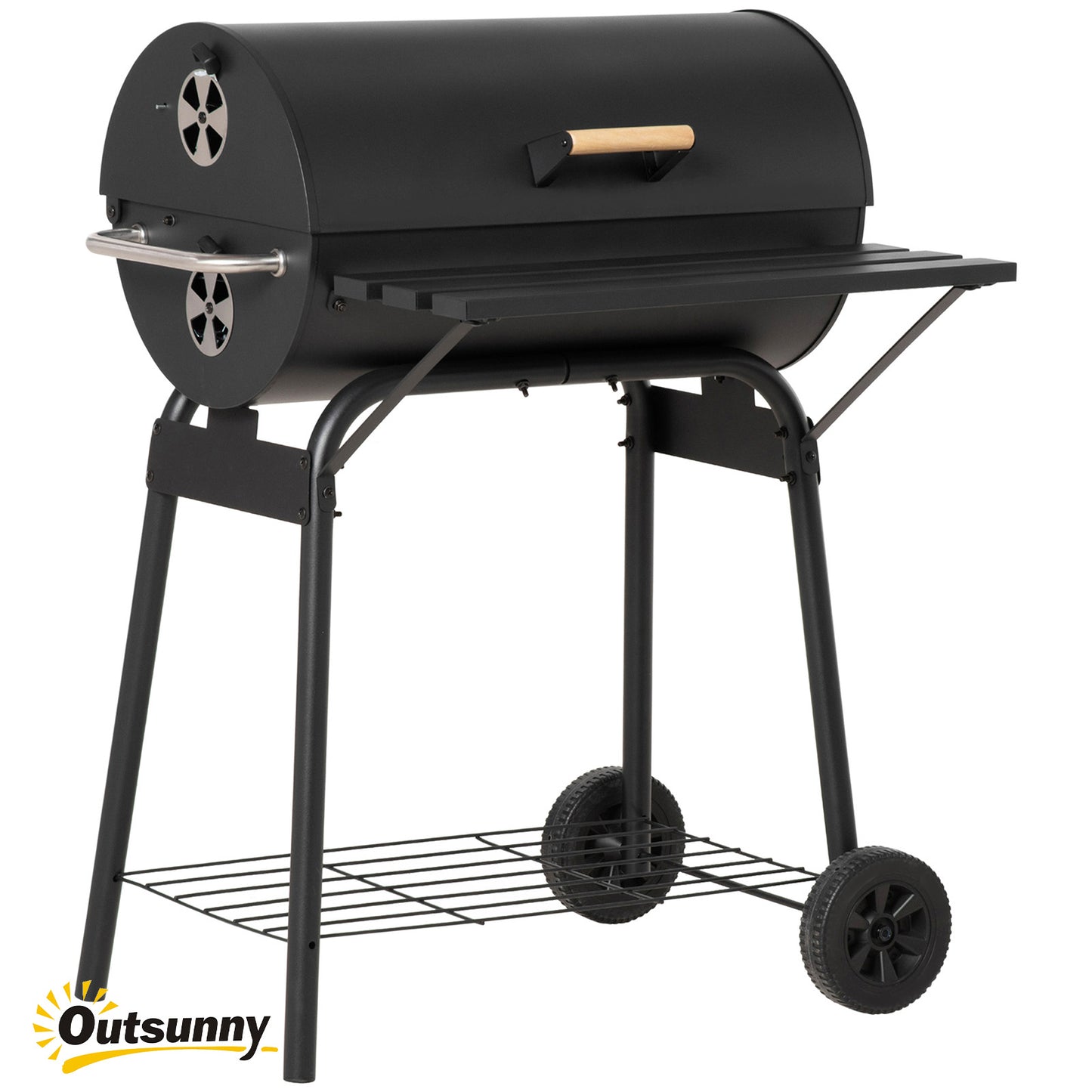 30" Portable Charcoal Barbecue Grill with Adjustable Rack & Wheels