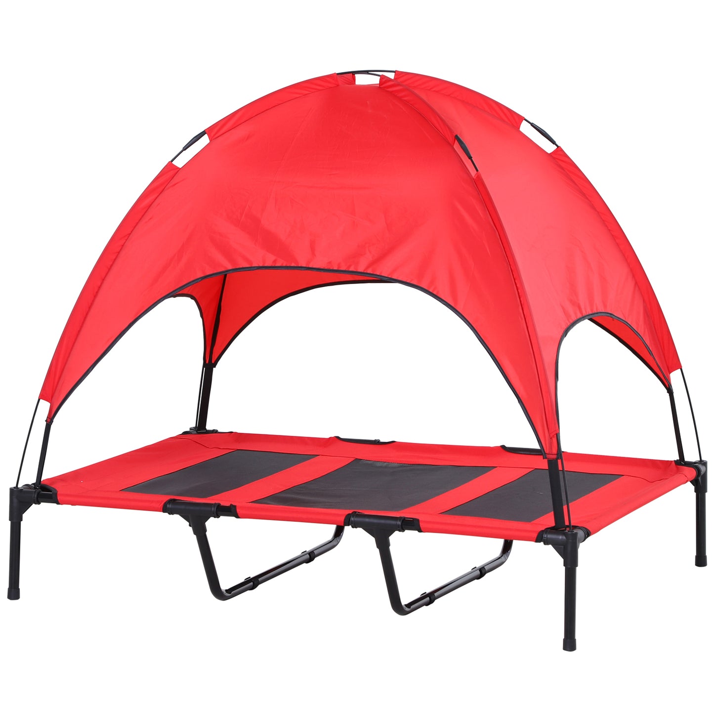 Elevated Portable Dog Bed with Canopy Shade - 48x36 Inch Cooling Pet Cot