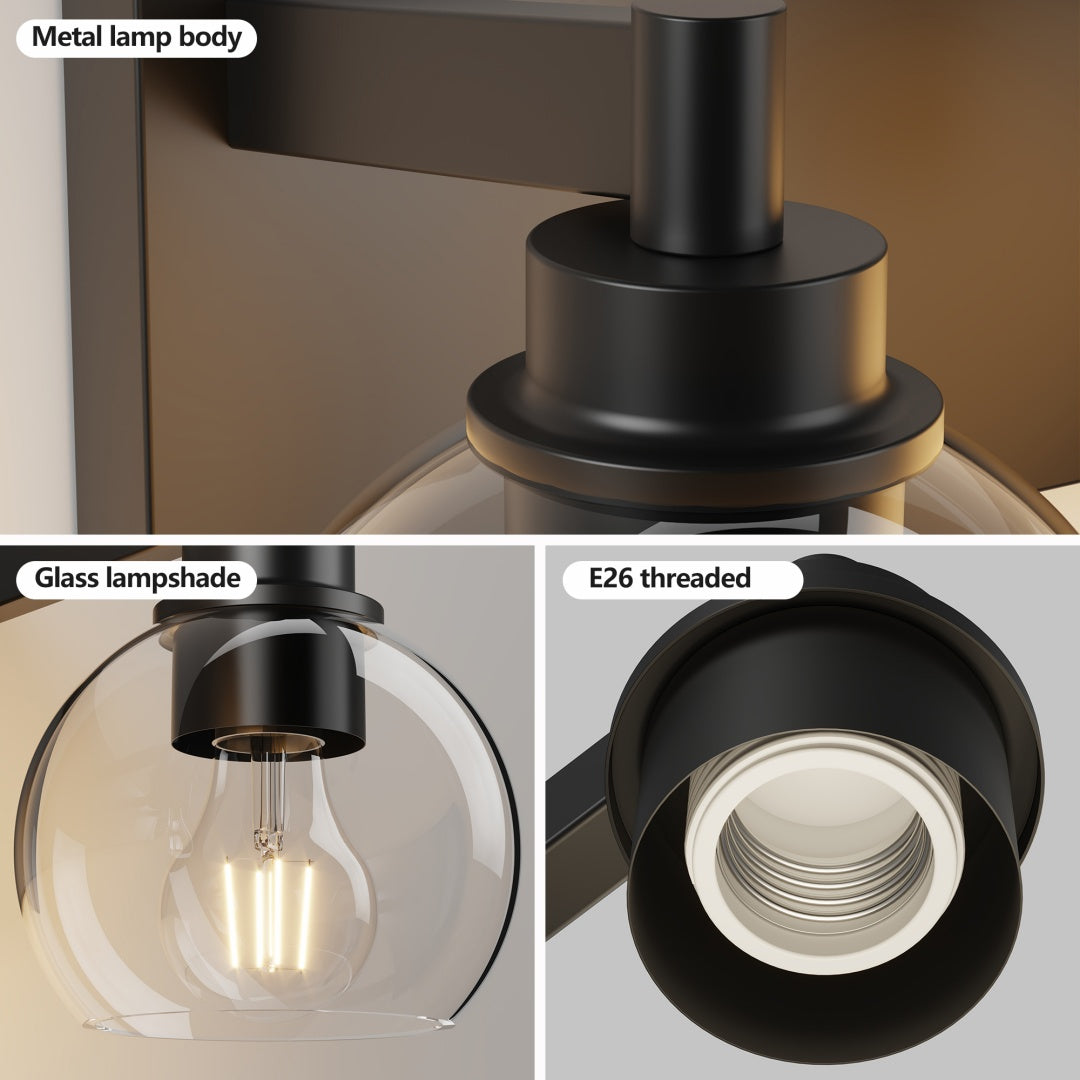 Modern 5-Light Bathroom Vanity Light Fixture with Clear Globe Shades