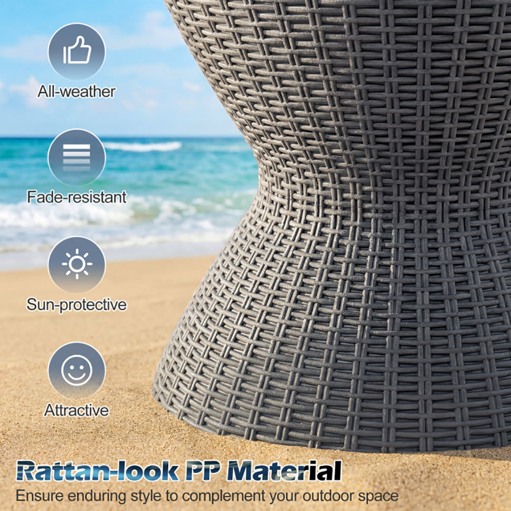 Extendable Outdoor Rattan Bar Table with Ice Cooler - 8 Gallon Capacity