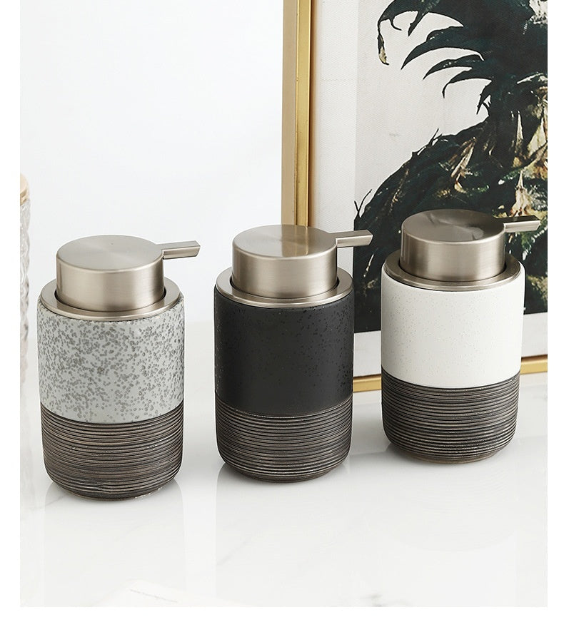 Ceramic Relief Pressed Mousse Bottles for Home & Garden Storage - White, Gray, Black