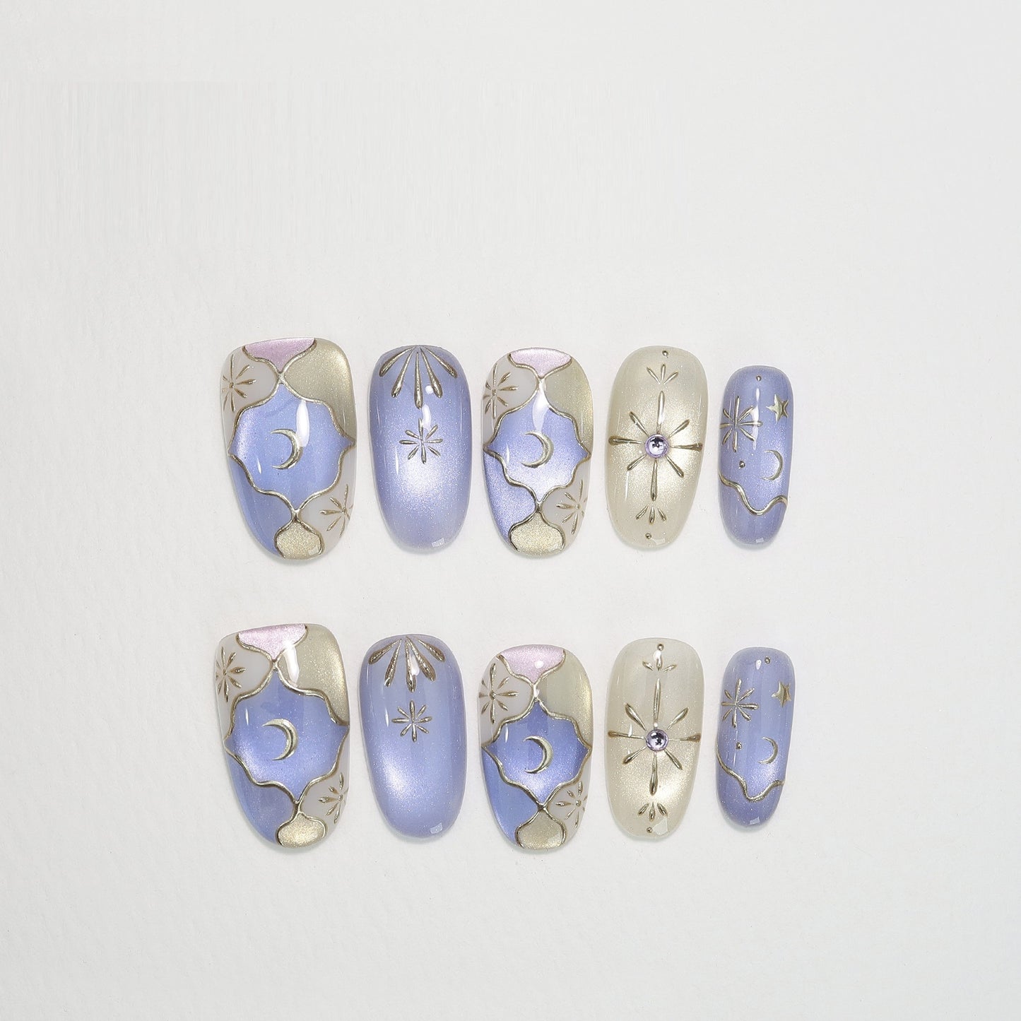 Handmade 3D Magic Mirror Cat-Eye Nail Tips Set for Nail Art