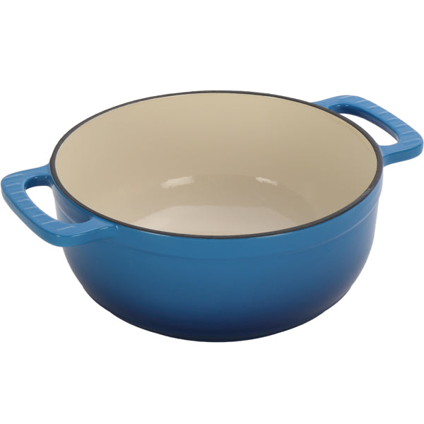 6QT Cast Iron Enamel Cooking Pot - Gradient Blue with Gloves