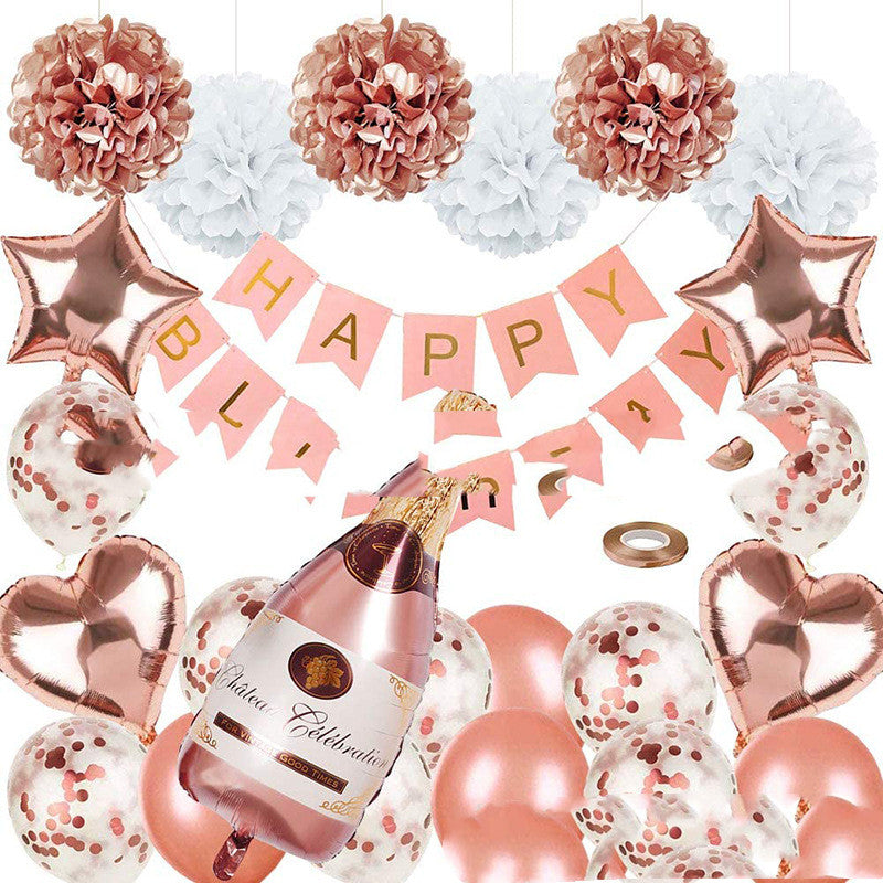 Rose Gold Balloon Set for Birthday Party Decorations, Latex Round Balloons