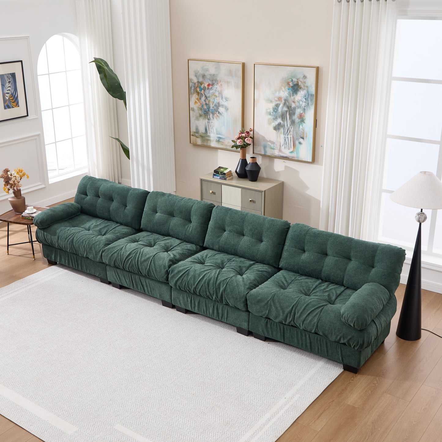 Modular Sectional Sofa - Cloud Couch with 6 Pillows, Green