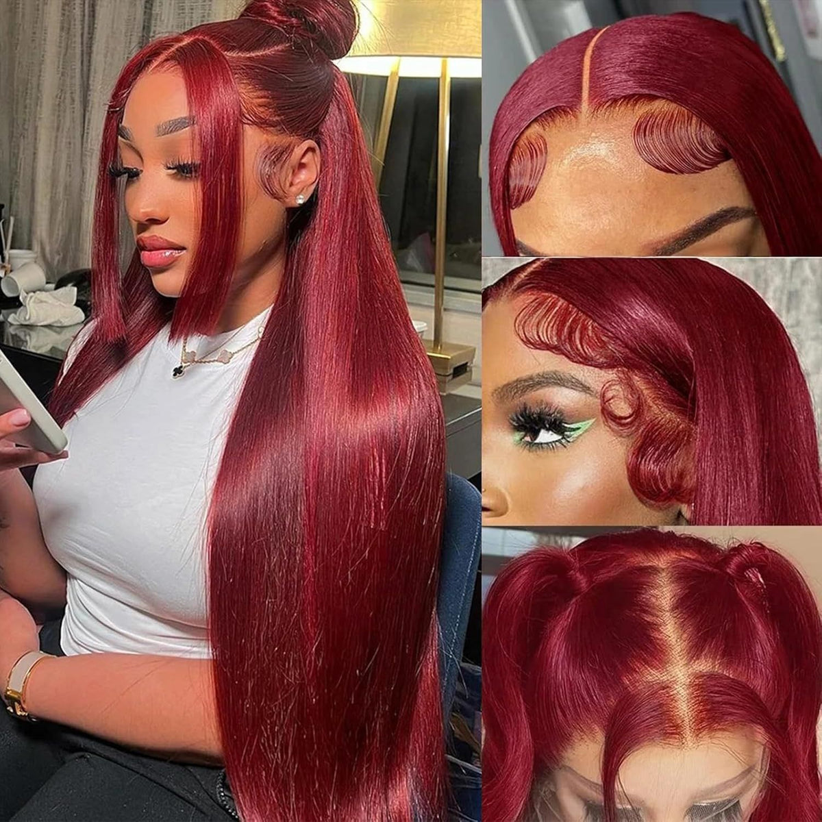 Long Straight Lace Wig 13x4 Synthetic Hair for Women - Black & Color Variants