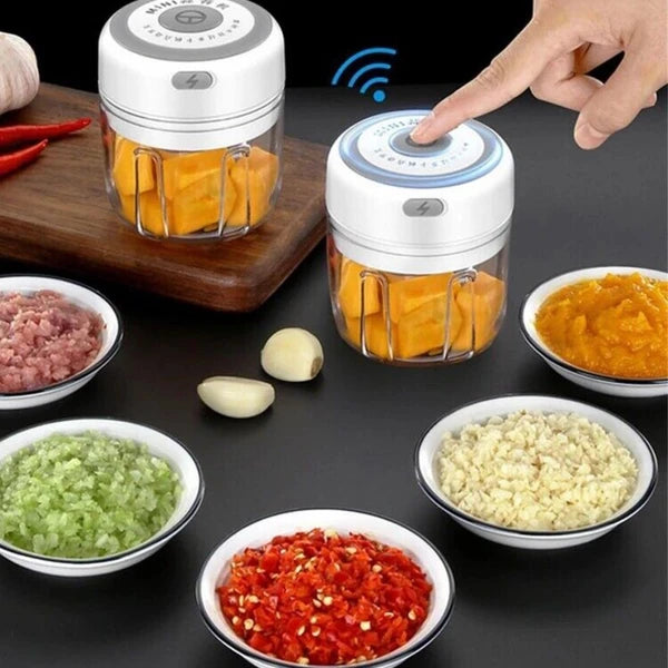 300ML Electric Garlic Press Chopper - Multi-Functional Food Mincer