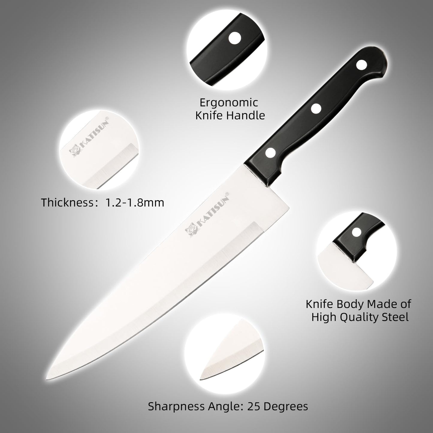 19-Piece Kitchen Knife Set with Built-in Sharpener - Black