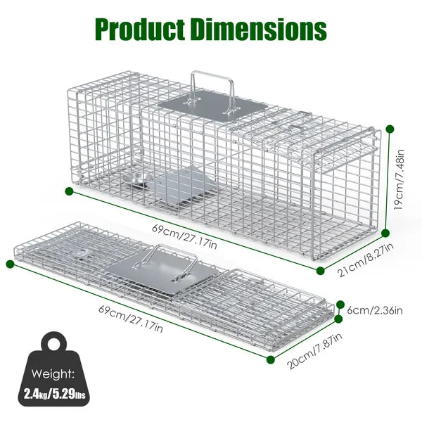 Humane Live Animal Trap Cage - Steel Folding Design for Small Animals
