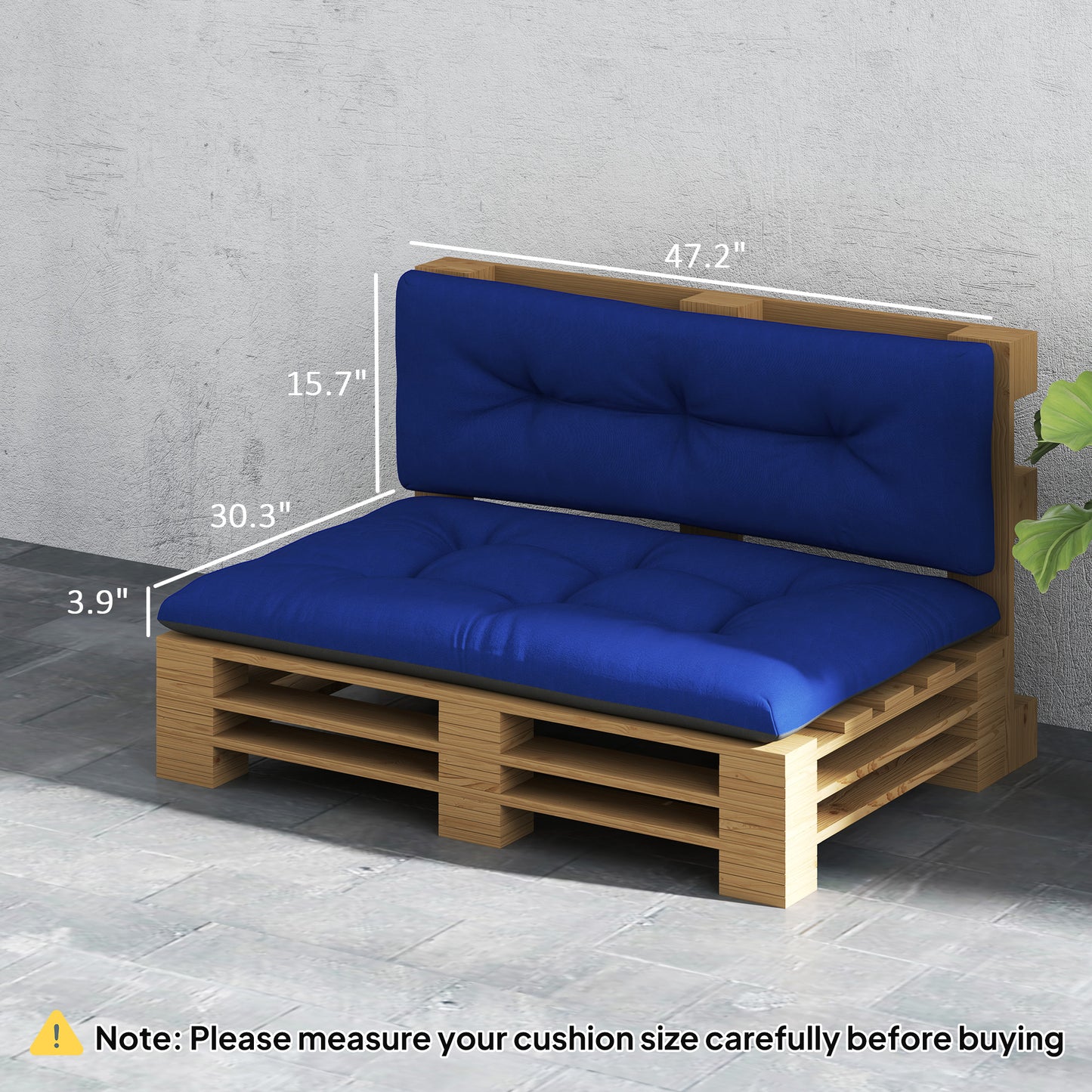 Outdoor Pallet Cushions Set - Tufted 3.9" Thick, Navy Blue