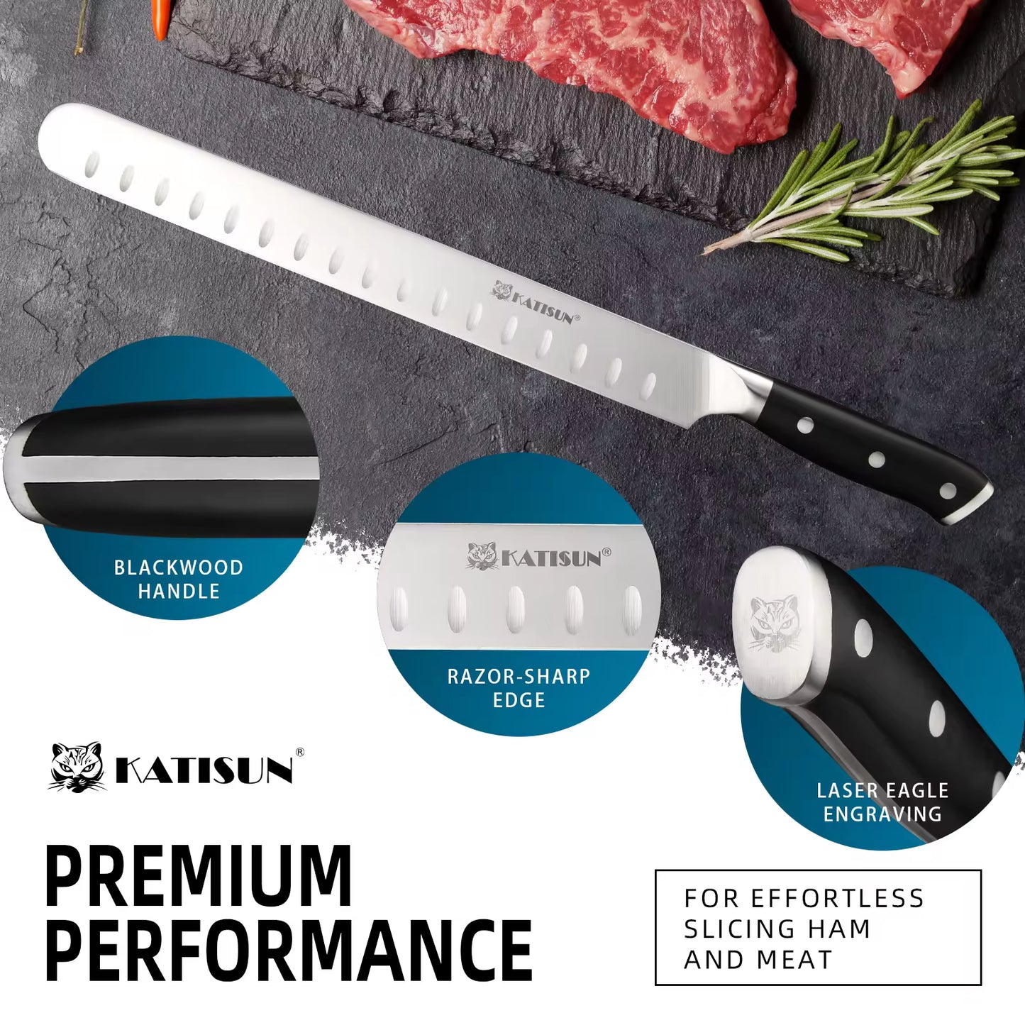 10-Inch Carbon Steel Chef Knife - Triple Rivet Handle