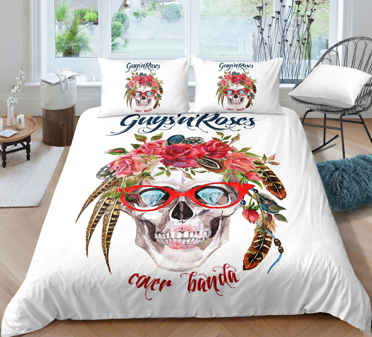 Skull 3D Digital Printing Bedding Set - Bed Sheet Quilt Cover & Pillowcases