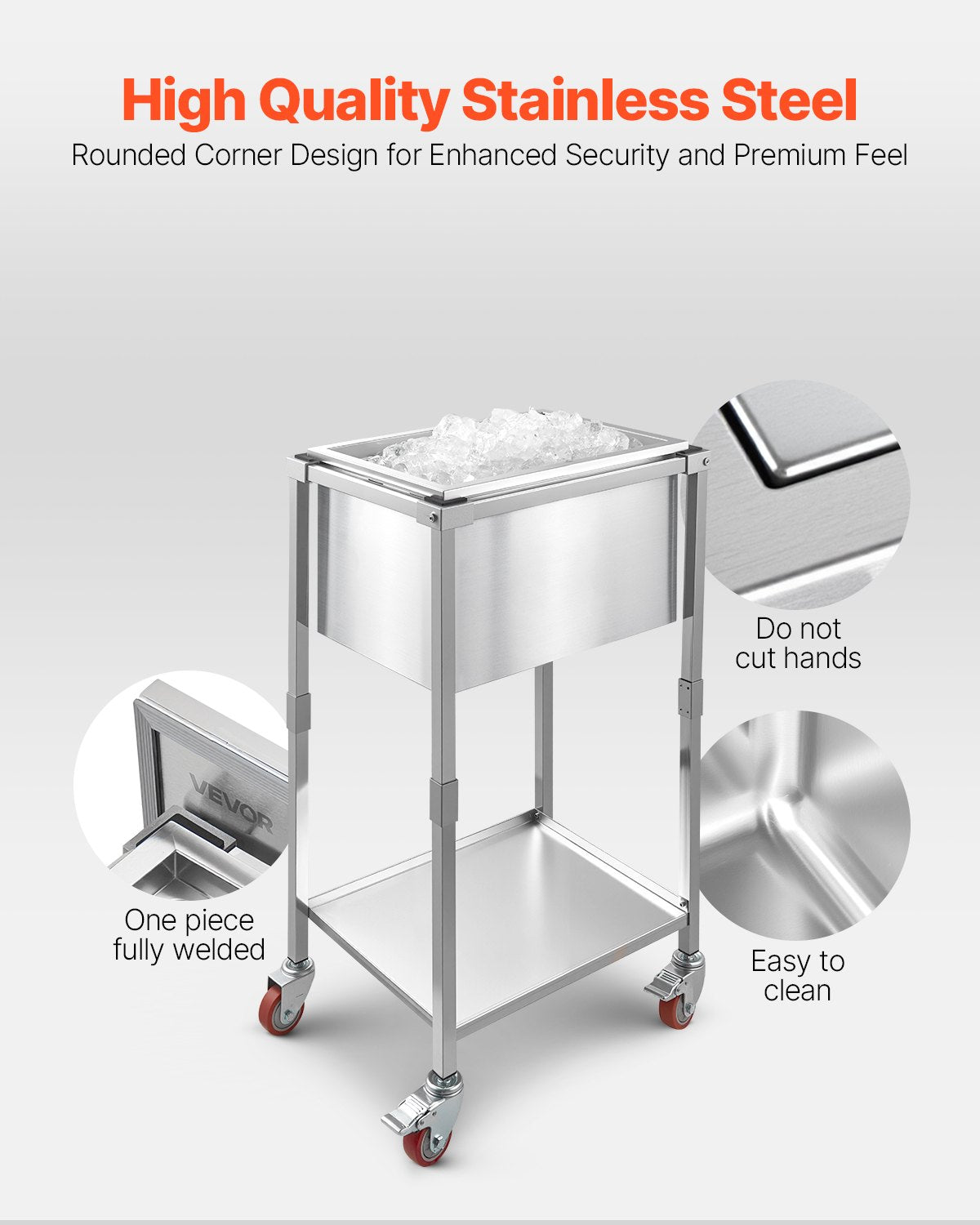 32.8 Qt Rolling Ice Chest Cooler Cart - Outdoor Beverage Bin
