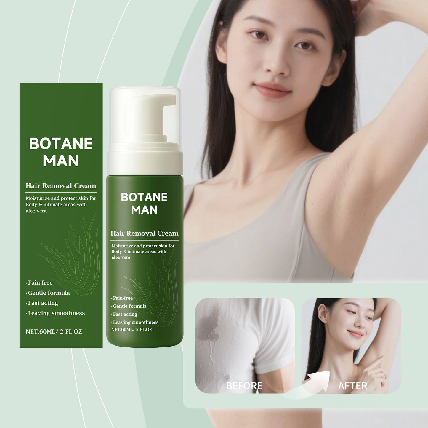 Gentle Hair Removal Mousse 60ml - Moisturizing Body Care Solution
