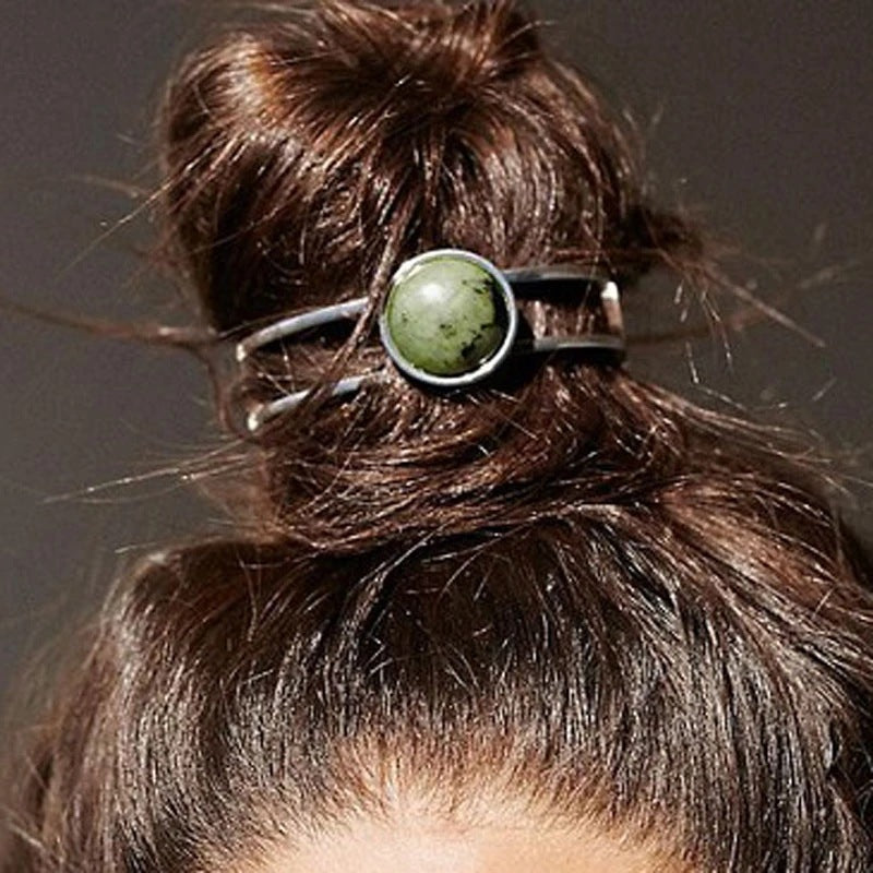 Patterned Hollow Round Hairpin - Vintage Geometric