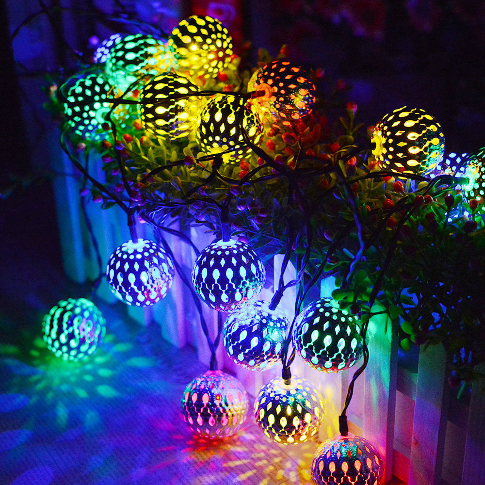 Moroccan Spherical Wrought Iron Decorative String Lights - Warm White, 2m-12m Options