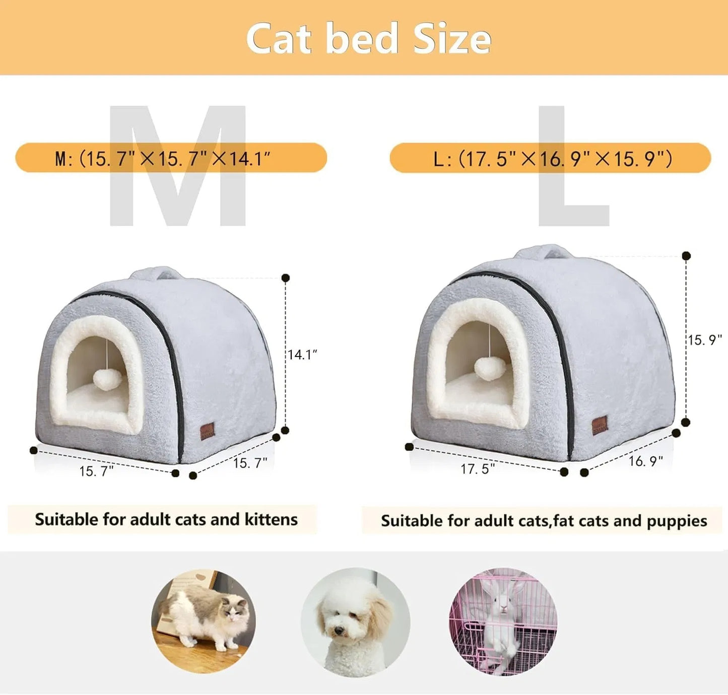Foldable Indoor Cat Bed with Anti-Slip Water-Resistant Bottom - Cozy Pet House