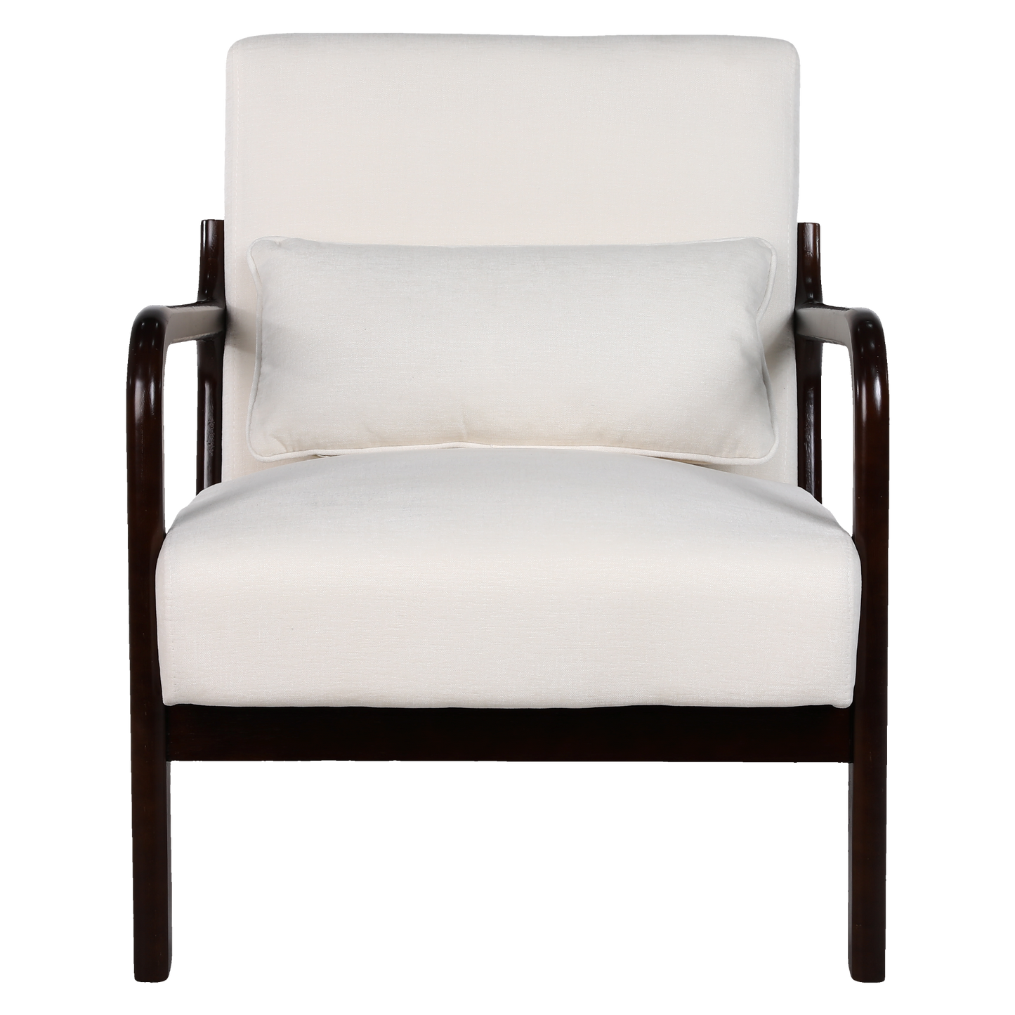 Mid Century Modern Accent Chair with Solid Wood Frame - Beige