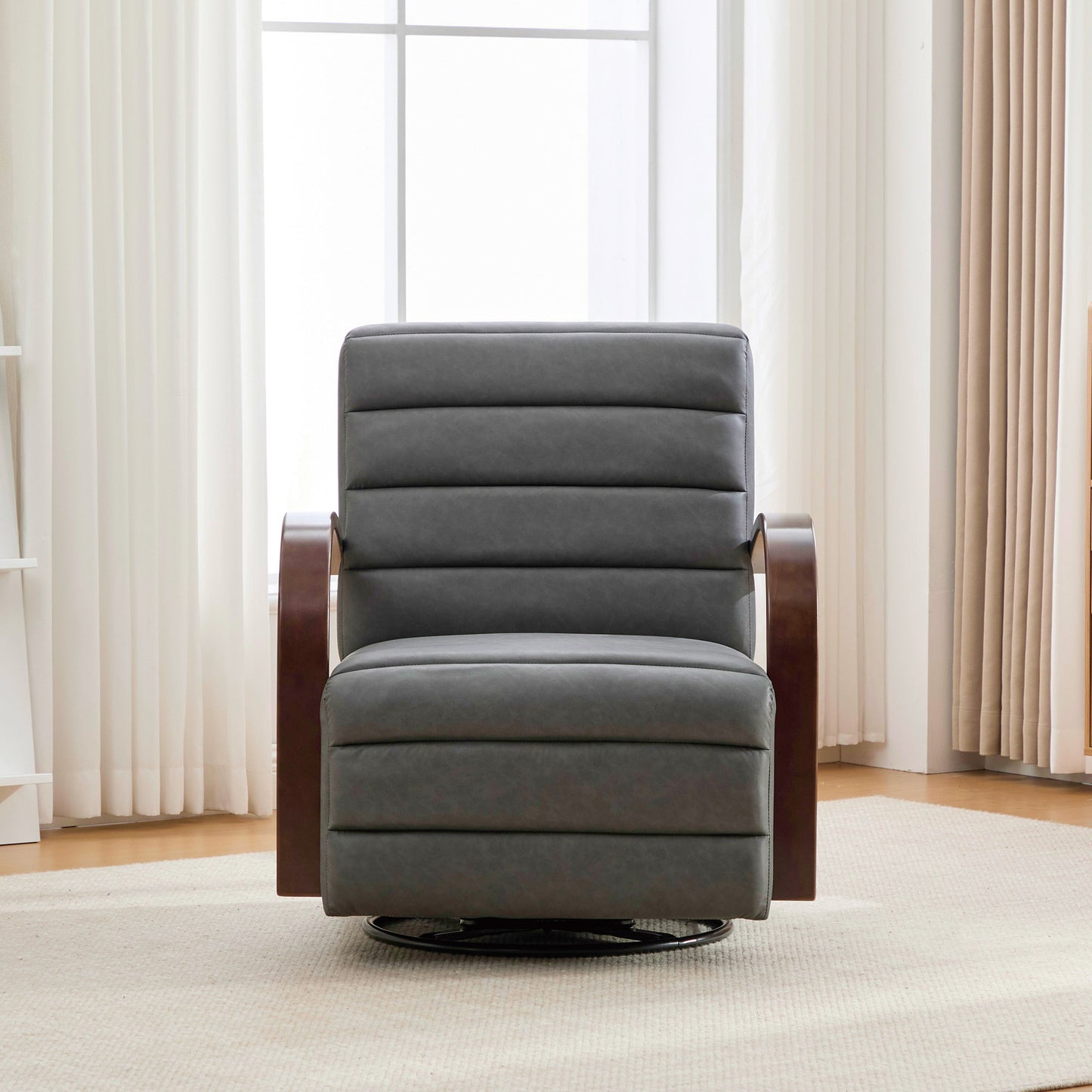 30.7" Modern Upholstered Swivel Accent Chair - Gray