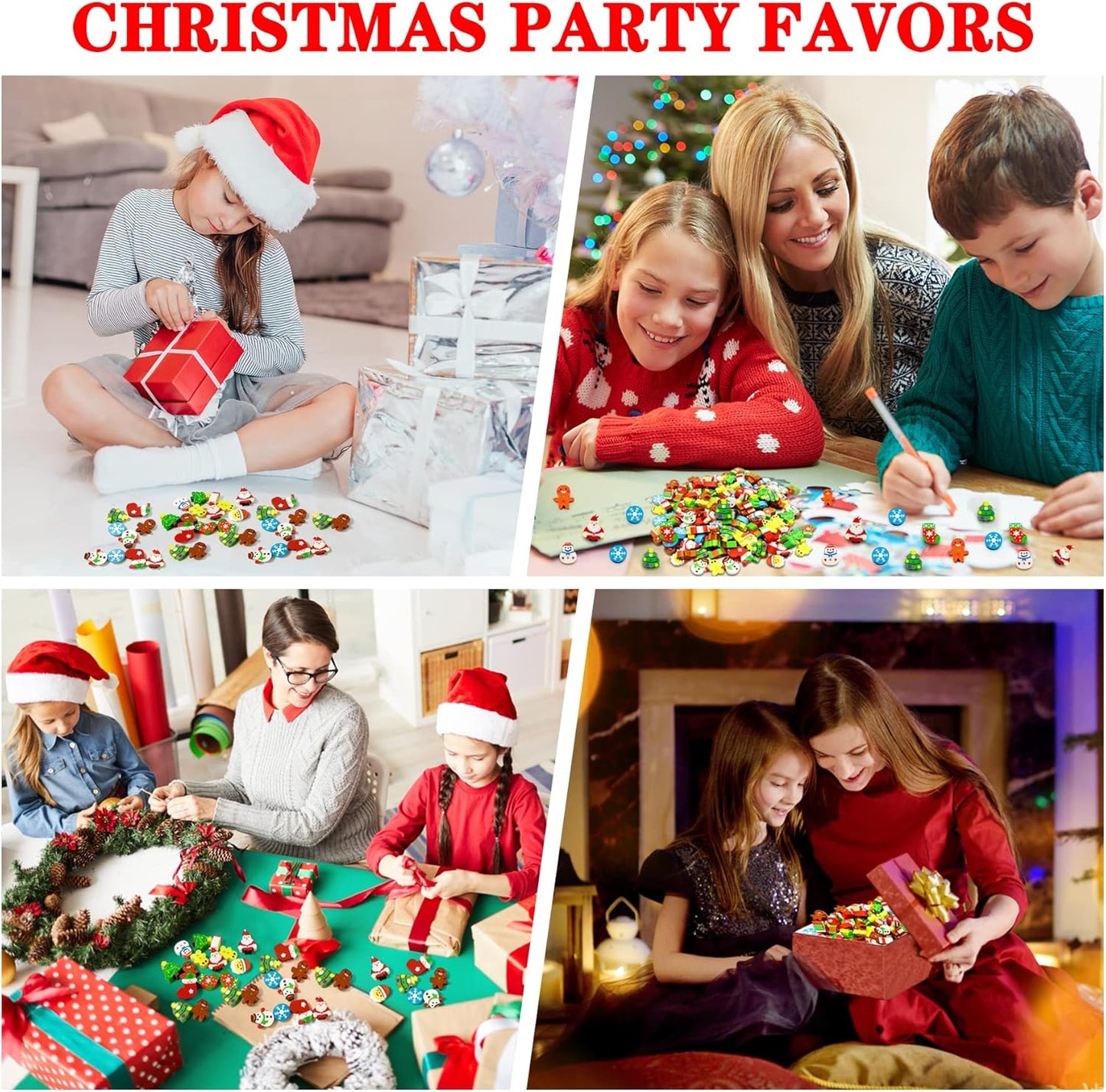 150 Pcs Christmas Mini Animal Pencil Erasers - Fun Holiday Party Favors