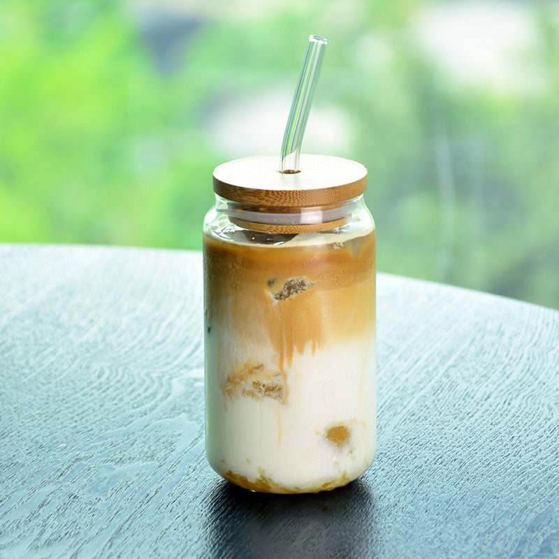 Transparent Borosilicate Glass Cup with Lid & Straw - Modern Drinkware