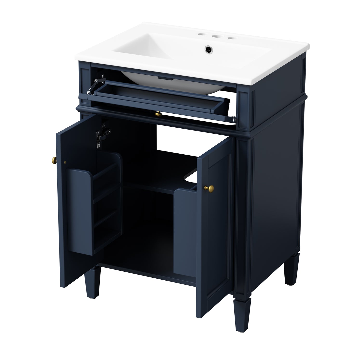 24" Blue Bathroom Vanity with Soft-Close Doors & Storage Drawer
