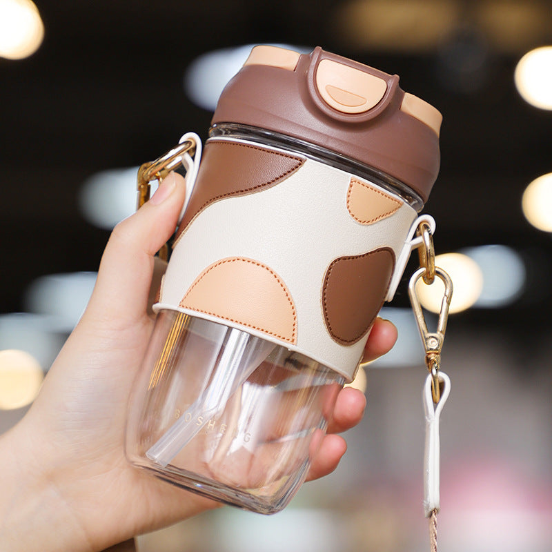 Luxury Double Drink Cup with Leather Cover 500ML - Colorful Plastic Travel Mug