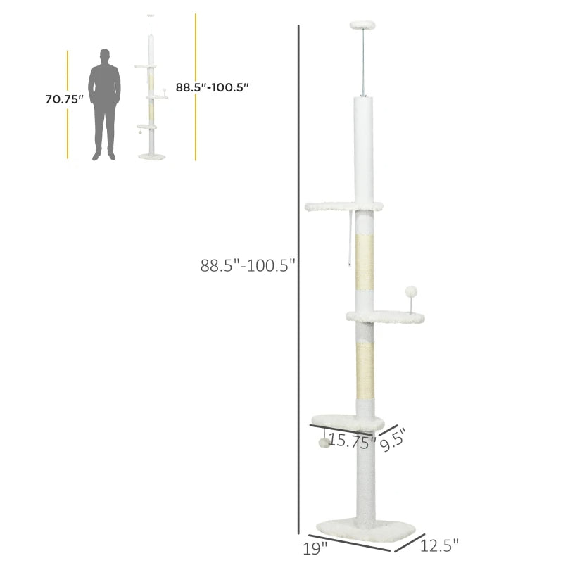 Floor to Ceiling Cat Tree with Multiple Levels and Scratch Posts – Pet Furniture