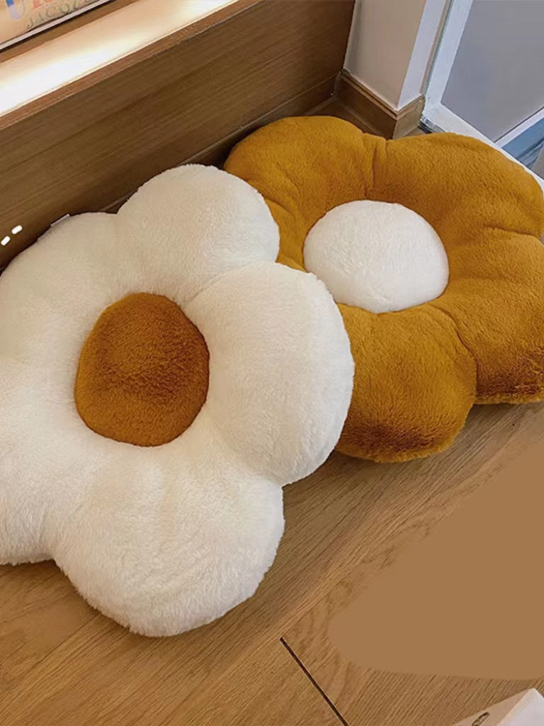 Fluffy Flower Seat Cushion - Plush Floor Sofa Throw Pillow for Bedroom & Office